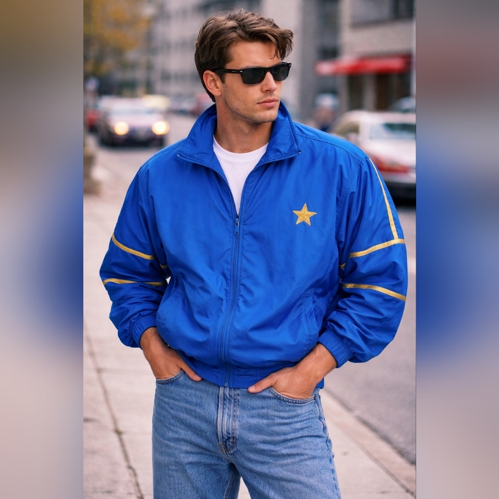 Michel Nicole Blue Y2K Vintage Jacket Windbreaker